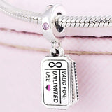 Heart Hug & Kiss Love Coupon Pendant Beads for Charm Bracelet