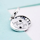 Red Enamel Santa Love Peace Joy Pendant Beads 925 Sterling Silver Charm Bracelet