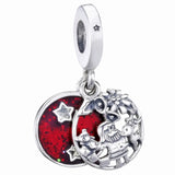 Red Enamel Santa Love Peace Joy Pendant Beads 925 Sterling Silver Charm Bracelet