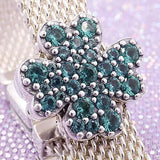 Four-Leaf Clover Crystal Clip Beads 925 Silver Charm Bracelet DIY Jewelry
