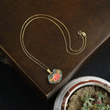 Vintage Style Sterling Silver Gilding Hetian Jade Lock Pendant