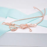 Rose Brilliant Bow 925 Sterling Silver Necklace