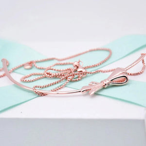 Rose Brilliant Bow 925 Sterling Silver Necklace