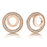 Rose Forever Circle Earrings with Crystal Studs in 925 Sterling Silver