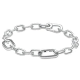 Rose Freshwater Pearl Small Link Chain Bracelet 925 Silver Bangle