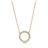 925 Silver Necklace with Rose Accented Circular Hearts Collier Charm