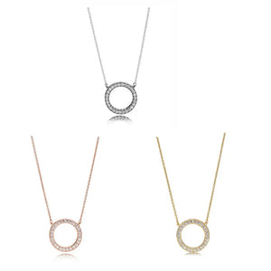 Rose Accented Hearts & Collier Necklace 925 Sterling Silver