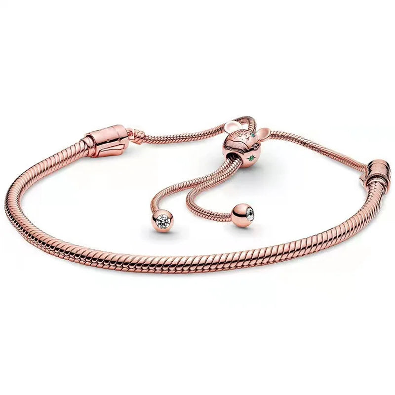 Rose Castle Crystal Bracelet Bangle 925 Silver Bead Charm DIY Jewelry
