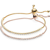 Rose Classic Tennis Sparkling Bracelet Bangle for 925 Sterling Silver Charms