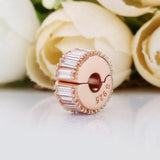 Rose Ice Crystal Clip Stopper Bead for 925 Silver Charm Bracelet