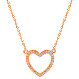Rose Loving Hearts Crystal Necklace 925 Sterling Silver Charm DIY Jewelry