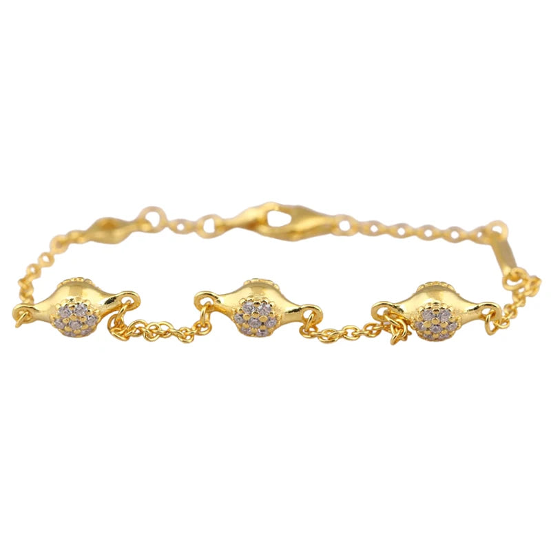 Rose Modern LovePods Bracelet with Crystal Chain for 925 Sterling Silver Bangle