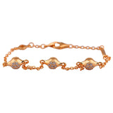 Rose Modern LovePods Bracelet with Crystal Chain for 925 Sterling Silver Bangle