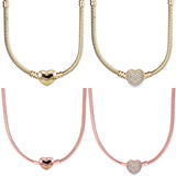 925 Sterling Silver Heart Clasp Snake Chain Necklace for DIY Jewelry