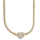 925 Sterling Silver Heart Clasp Snake Chain Necklace for DIY Jewelry