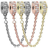 Rose Crystal Safety Chain Beads for 925 Silver Charm Bracelet