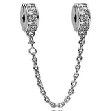 Rose Crystal Safety Chain Beads for 925 Silver Charm Bracelet