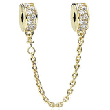Rose Crystal Safety Chain Beads for 925 Silver Charm Bracelet