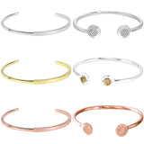 Rose Signature Crystal Open Bangle 925 Silver Bracelet