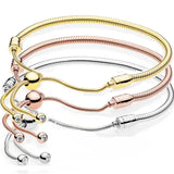 Rose & Silver Moments Sliding Clasp Bracelet for 925 Sterling Silver Charms