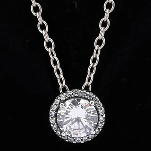 Rose Sparkle Crystal Necklace 925 Sterling Silver Women Europe Diy Jewelry