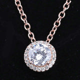 Rose Sparkle Crystal Necklace 925 Sterling Silver Women Europe Diy Jewelry