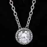 Rose Sparkle Crystal Necklace 925 Sterling Silver Women Europe Diy Jewelry