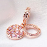 Rose Sparkling Pink Crystal Disc Pendant Beads for Bracelet Bangle
