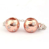 Rose Starry Night Crystal Safety Chain Beads for 925 Sterling Silver Charm Brace