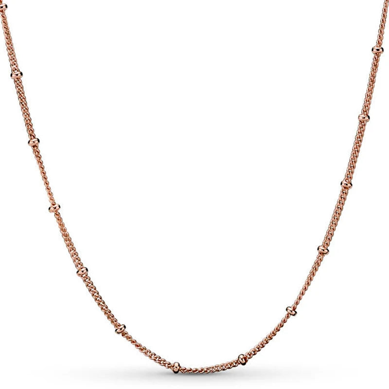Vintage Silver Beaded Chain Necklace 925 Sterling Silver