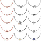 Rose Heart Butterfly Clasp Snake Chain 925 Sterling Silver Necklace