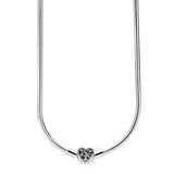 Rose Heart Butterfly Clasp Snake Chain 925 Sterling Silver Necklace