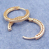 Rose Hearts Of Circles Earring Crystal 925 Sterling Silver Wedding Gift