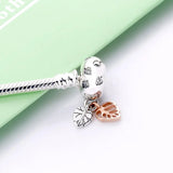 Rose Leaves Clasp Snake Chain Bracelet Bangle 925 Silver Bead Charm DIY Jewelry
