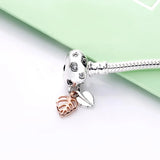 Rose Leaves Clasp Snake Chain Bracelet Bangle 925 Silver Bead Charm DIY Jewelry