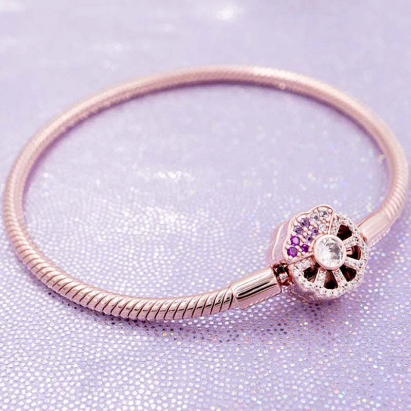 Rose Pink Crystal Fan Bracelet Bangle