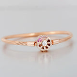 Rose Pink Crystal Fan Bracelet Bangle