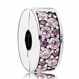 Rose Multicolor Mosaic Clip Stopper Charm 925 Silver Beads