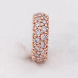 Rose Pave Spacer Crystal Beads 925 Silver Charm Bracelet Bangle DIY Jewelry