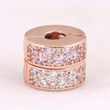 Rose Shining Clip Lock Stopper Beads for 925 Silver Bracelet Bangle