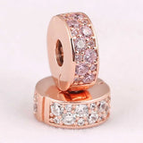 Rose Shining Clip Lock Stopper Beads for 925 Silver Bracelet Bangle
