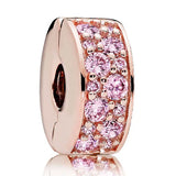 Rose Shining Clip Lock Stopper Beads for 925 Silver Bracelet Bangle