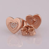 Rose Signature Heart Earring With Crystal Stud 925 Sterling Silver Gift