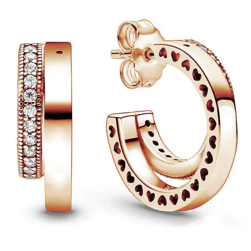 Rose Signature Pave Double Hoop Earring With Crystal For Women