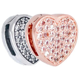 Rose & Silver Reflexions Pave Heart Clip Beads 925 Sterling Silver Charm Bracele
