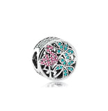 Rose Sparkling Crown Clear Crystal Beads Charms 925 Sterling Silver