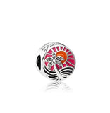Rose Sparkling Crown Clear Crystal Beads Charms 925 Sterling Silver