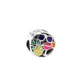 Rose Sparkling Crown Clear Crystal Beads Charms 925 Sterling Silver