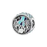 Rose Sparkling Crown Clear Crystal Beads Charms 925 Sterling Silver