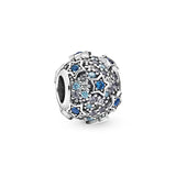 Rose Sparkling Crown Clear Crystal Beads Charms 925 Sterling Silver